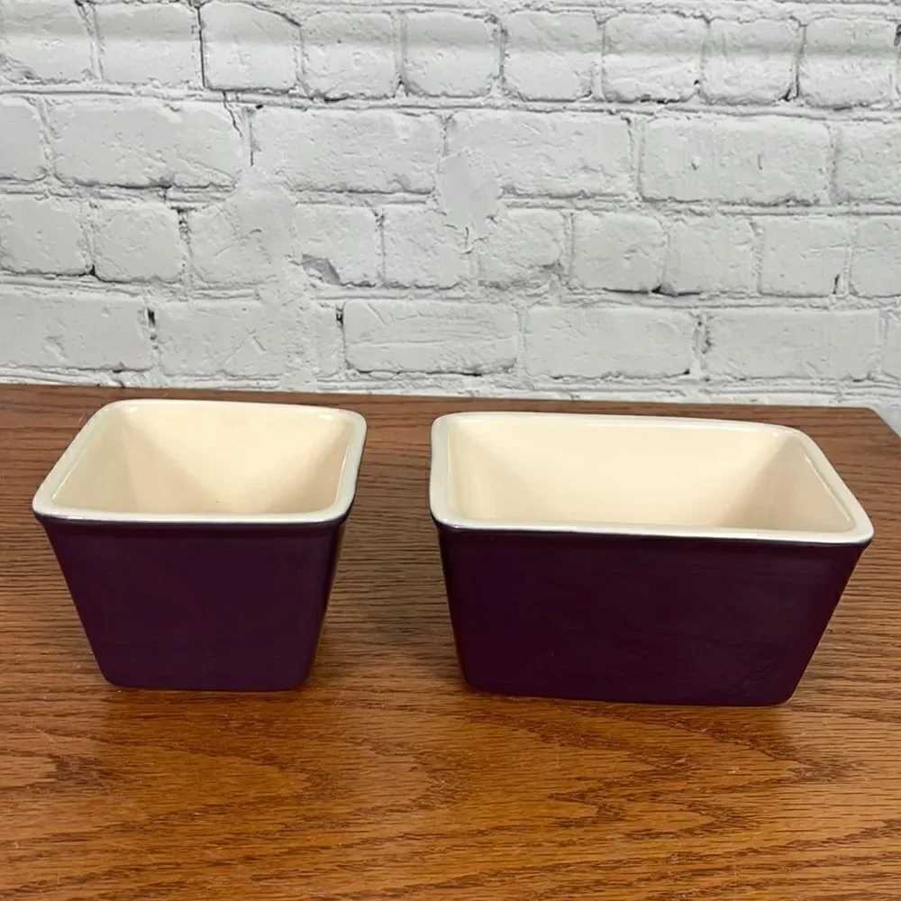 Set of TWO Longaberger Eggplant condiment dishes